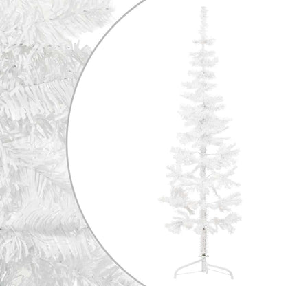 Artificial Half Christmas Tree White PVC, steel Slim