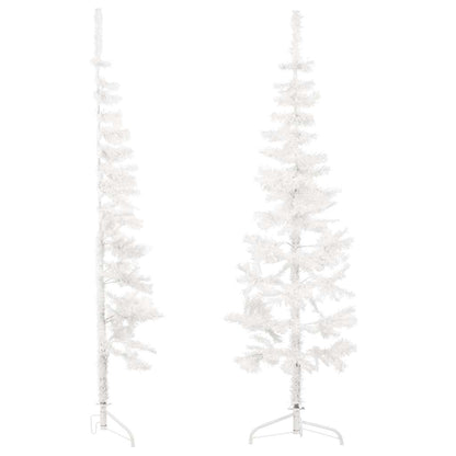Artificial Half Christmas Tree White PVC, steel Slim