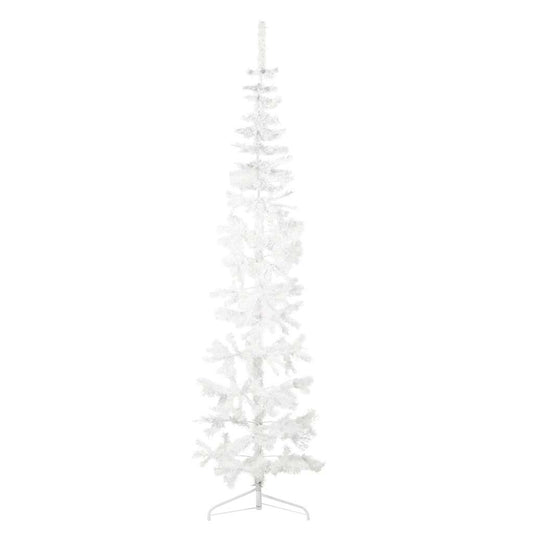 Artificial Half Christmas Tree White PVC Slim Decorative Inlays