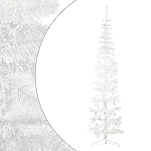 Artificial Half Christmas Tree White PVC Slim Decorative Inlays