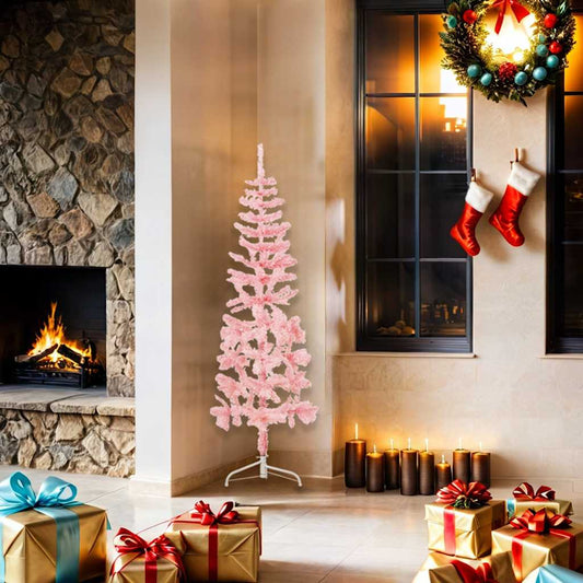 Artificial Half Christmas Tree Pink PVC Slim