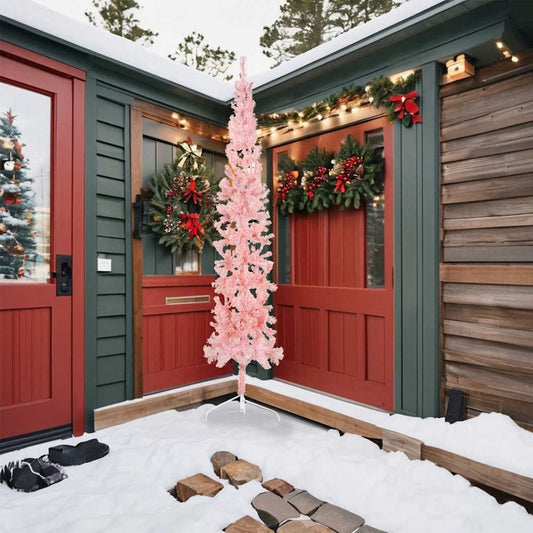 Artificial Half Christmas Tree Pink PVC, Steel 94.5 in
