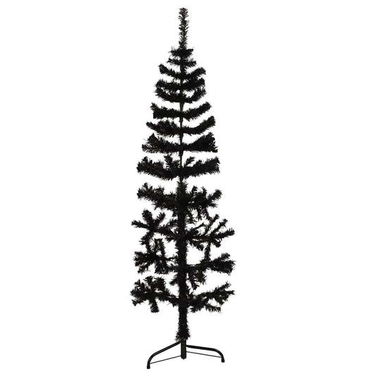 Artificial Half Christmas Tree Black PVC, Steel