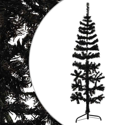 Artificial Half Christmas Tree Black PVC, Steel