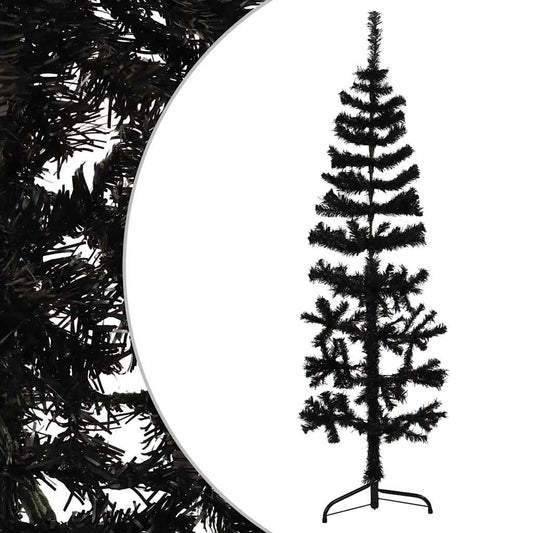 Artificial Half Christmas Tree Black PVC, Steel