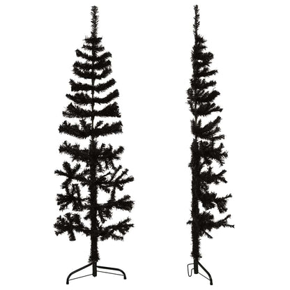 Artificial Half Christmas Tree Black PVC, Steel