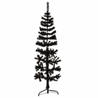 Artificial Half Christmas Tree Black PVC, Steel Slim