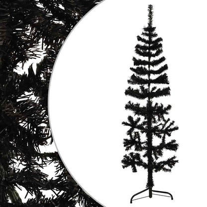 Artificial Half Christmas Tree Black PVC, Steel Slim