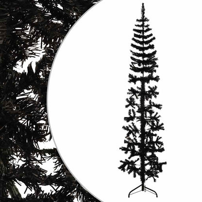 Artificial Half Christmas Tree Black PVC Slim Decorative Inlays