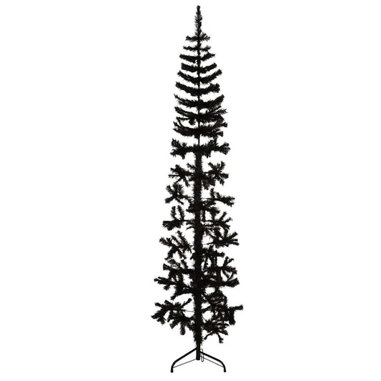 Artificial Half Christmas Tree Black PVC, Steel 82.7 in tall