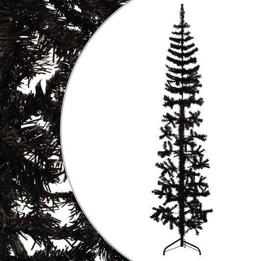 Artificial Half Christmas Tree Black PVC, Steel 82.7 in tall