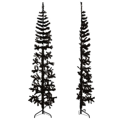 Artificial Half Christmas Tree Black PVC, Steel 82.7 in tall