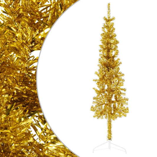 Artificial Half Christmas Tree Gold PVC, Steel 47.2 in