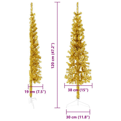 Artificial Half Christmas Tree Gold PVC, Steel 47.2 in