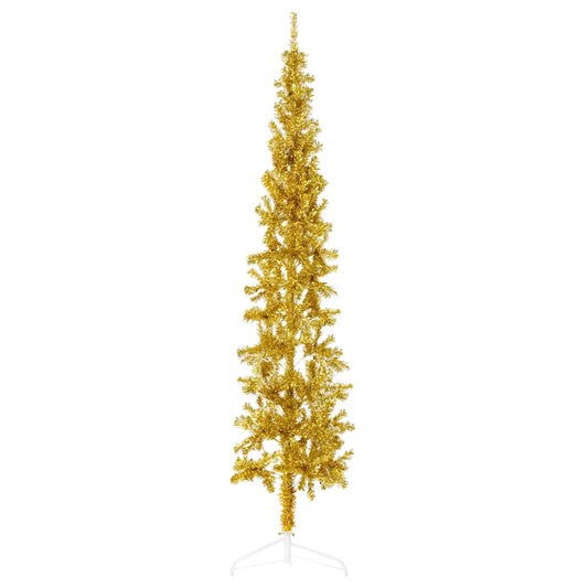 Artificial Half Christmas Tree Gold PVC, Steel 7 ft tall