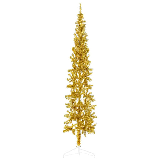 Artificial Half Christmas Tree Gold PVC, Steel Tall