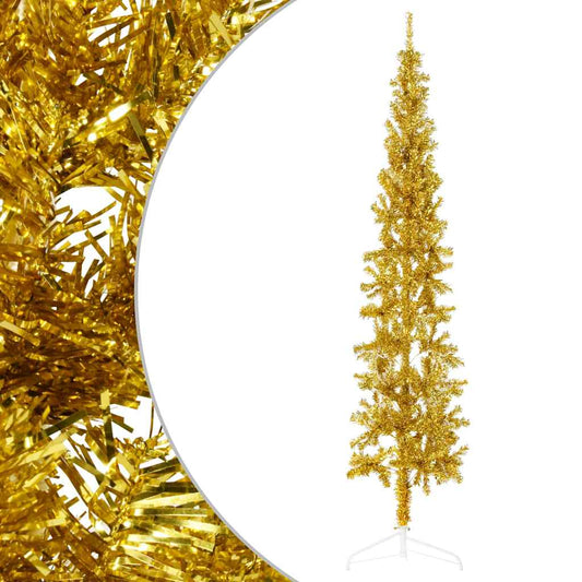 Artificial Half Christmas Tree Gold PVC, Steel Tall
