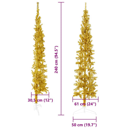 Artificial Half Christmas Tree Gold PVC, Steel Tall