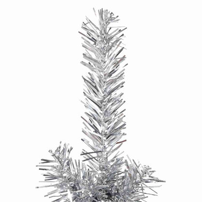 Artificial Half Christmas Tree Silver PVC, Steel Slim, 59.1 in tall