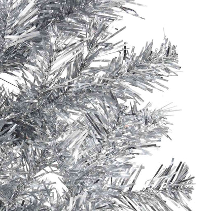 Artificial Half Christmas Tree Silver PVC, Steel Slim, 59.1 in tall
