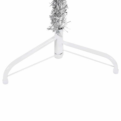 Artificial Half Christmas Tree Silver PVC, Steel Slim, 59.1 in tall