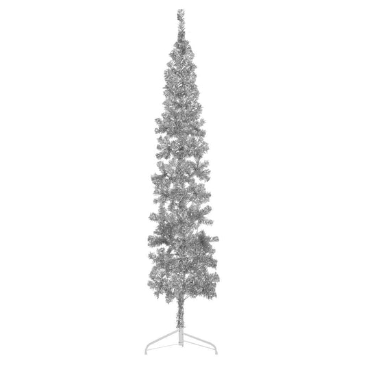 Artificial Half Christmas Tree Silver PVC, steel Slim
