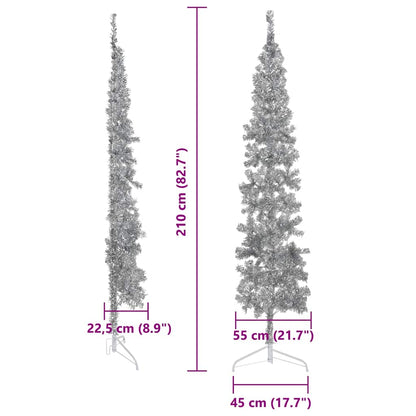 Artificial Half Christmas Tree Silver PVC, steel Slim