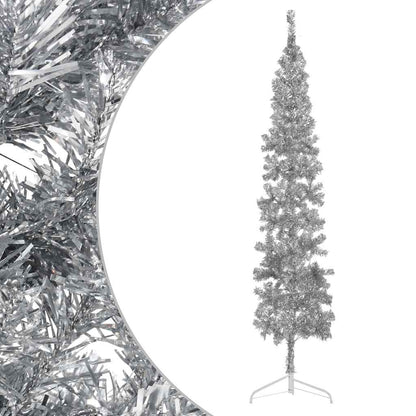 Artificial Half Christmas Tree Silver PVC, Steel Extra Tall