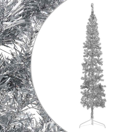 Artificial Half Christmas Tree Silver PVC, Steel Extra Tall