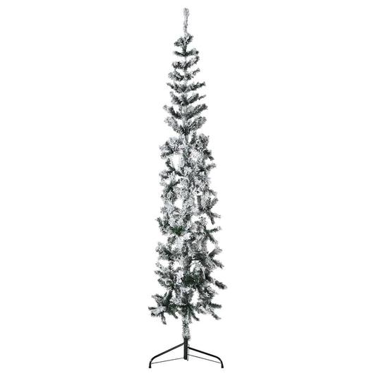 Artificial Half Christmas Tree Green and white PVC, steel