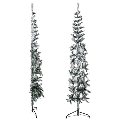 Artificial Half Christmas Tree Green and white PVC, steel