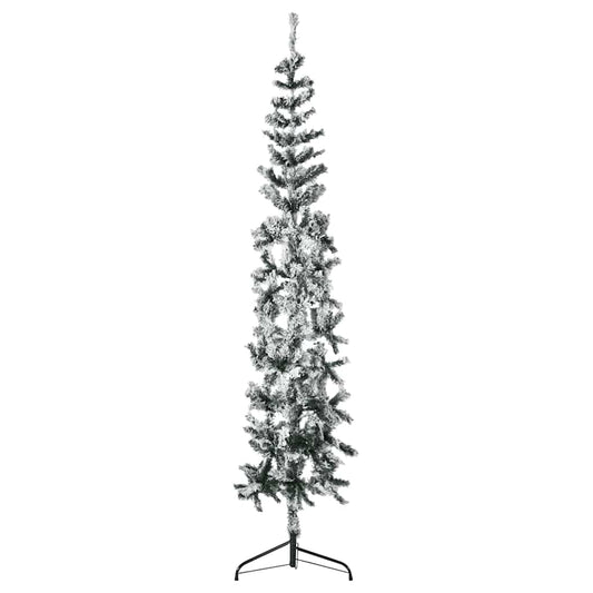 Artificial Half Christmas Tree Green and white PVC, Steel 94.5 in