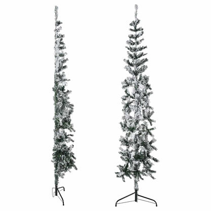 Artificial Half Christmas Tree Green and white PVC, Steel 94.5 in
