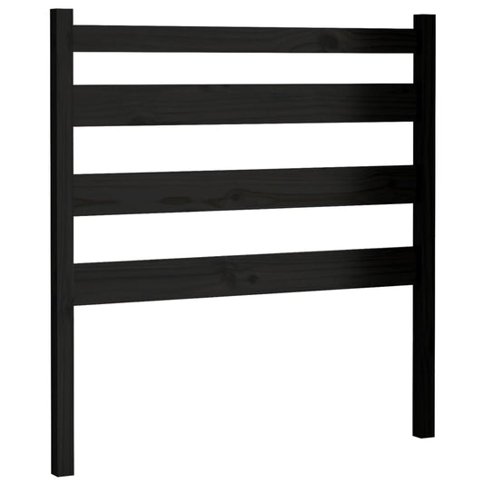 Bed Headboard | Black | Solid Pine Wood | Decorative Inlays