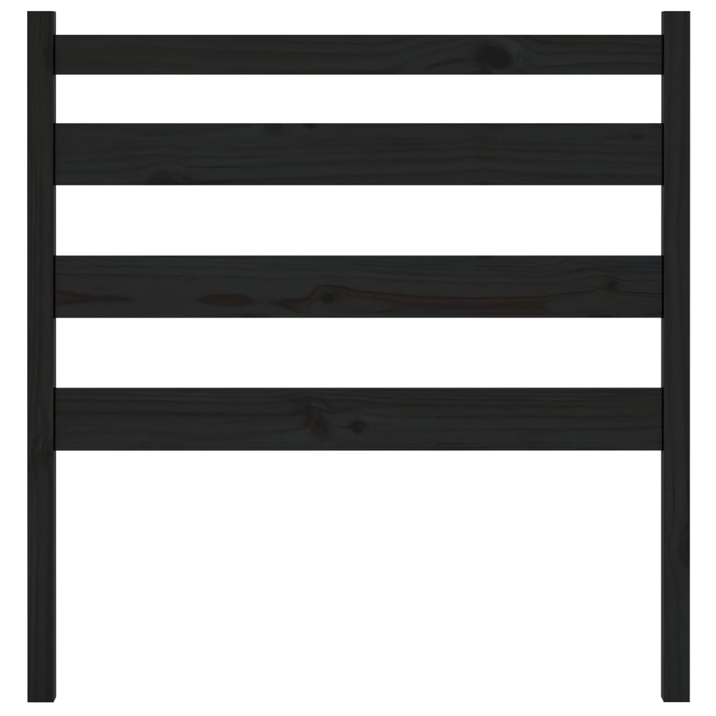 Bed Headboard Black 81x4x100 cm Solid Wood Pine