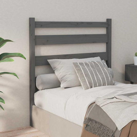Bed Headboard | Grey | Solid Pine Wood | Standard | Decorative Inlays