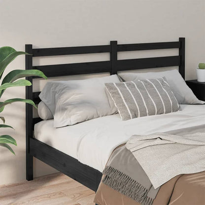 Bed Headboard Black 126x4x100 cm Solid Wood Pine