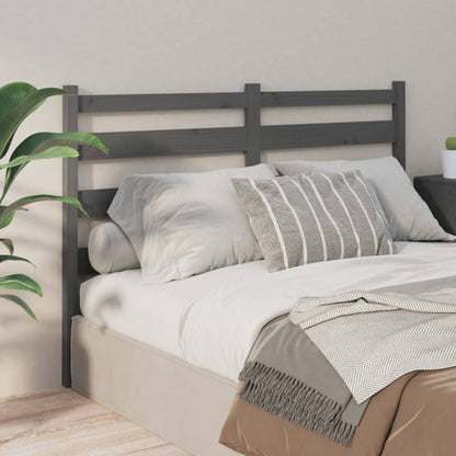 Bed Headboard Grey 156x4x100 cm Solid Wood Pine