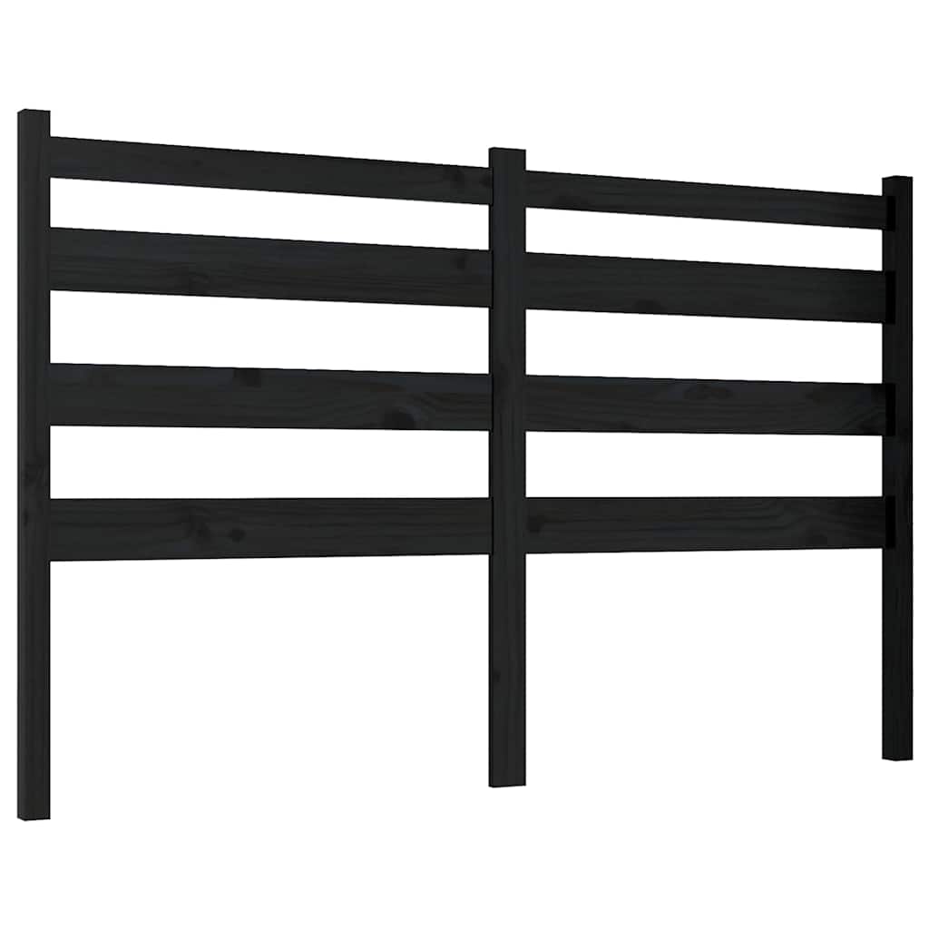 Bed Headboard | Black | Solid Pine Wood | Full Size | Decorative Inlays