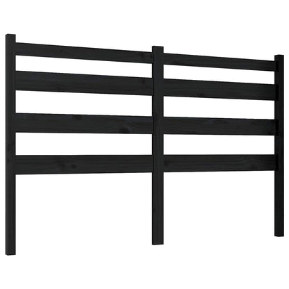 Bed Headboard | Black | Solid Pine Wood | Full Size | Decorative Inlays