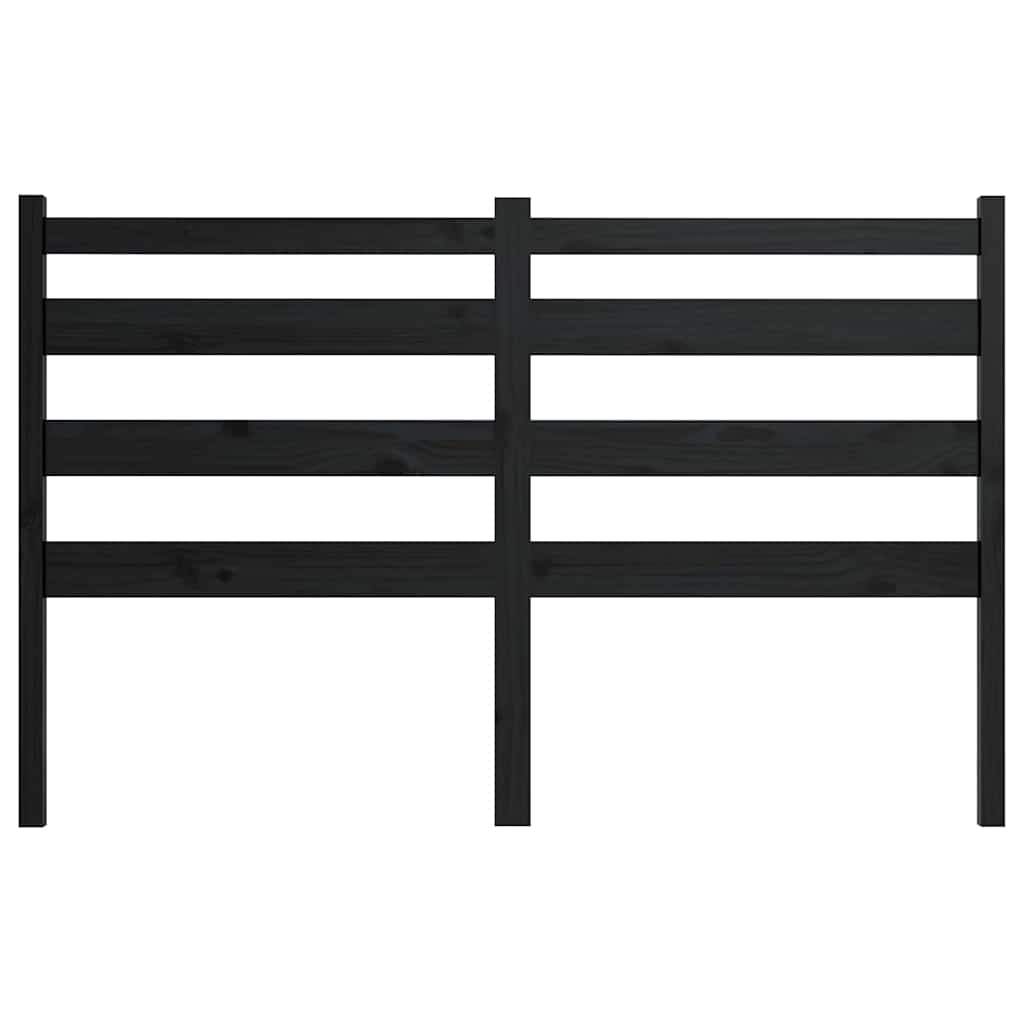 Bed Headboard | Black | Solid Pine Wood | Full Size | Decorative Inlays