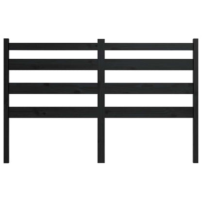 Bed Headboard | Black | Solid Pine Wood | Full Size | Decorative Inlays