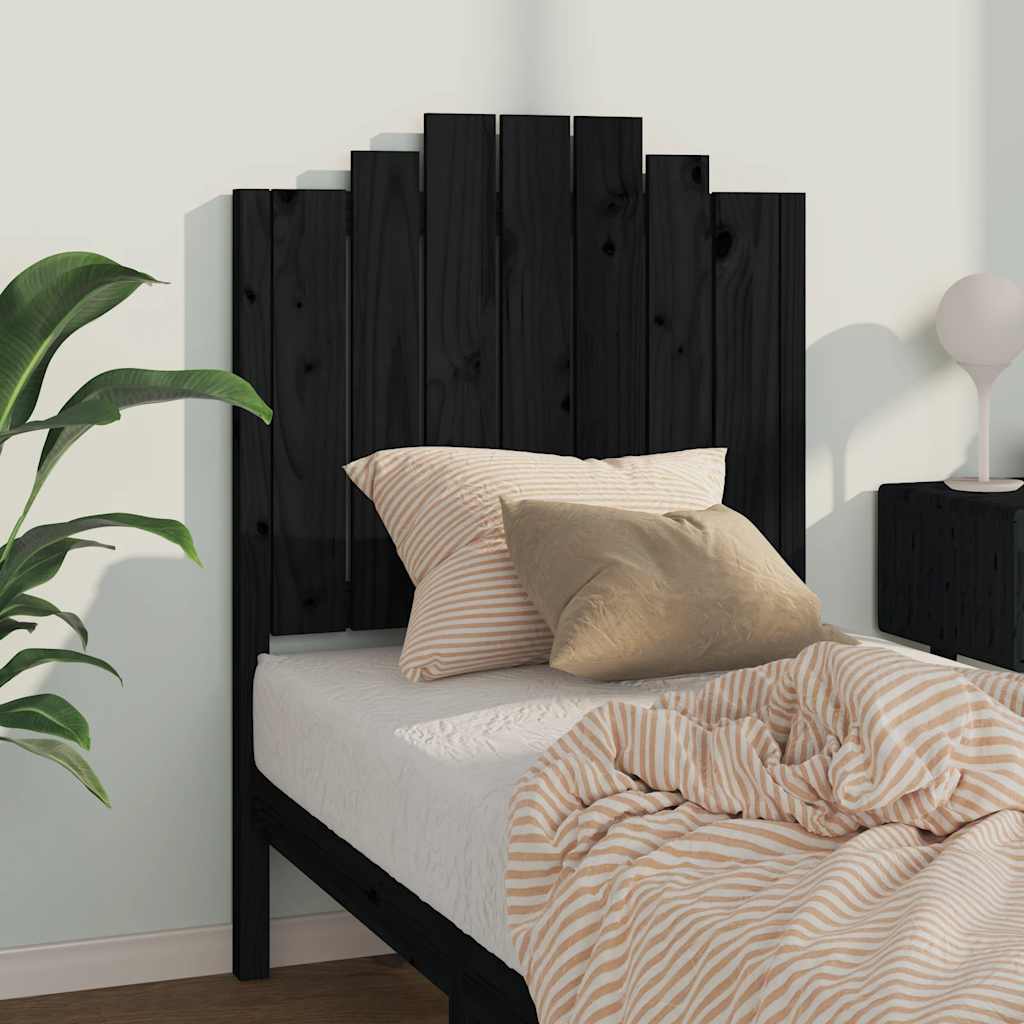 Bed Headboard | Black | Solid Pine Wood | 81 cm x 4 cm x 110 cm