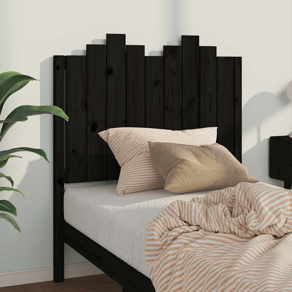 Bed Headboard | Black | Solid Pine Wood | 96 cm x 4 cm x 110 cm