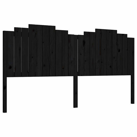 Bed Headboard | Black | Solid Pine Wood | Large | Decorative Inlays