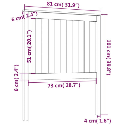 Bed Headboard Grey 81x6x101 cm Solid Wood Pine