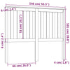 Bed Headboard Black 146x6x101 cm Solid Wood Pine