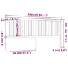 Bed Headboard Grey 206x6x101 cm Solid Wood Pine