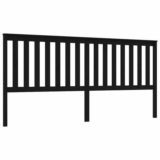 Bed Headboard Black 206x6x101 cm Solid Wood Pine