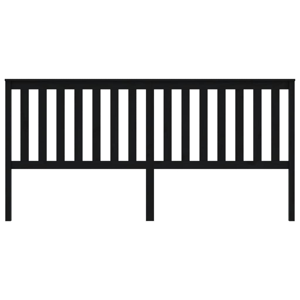 Bed Headboard | Black | Solid Pine Wood | 206x6x101 cm